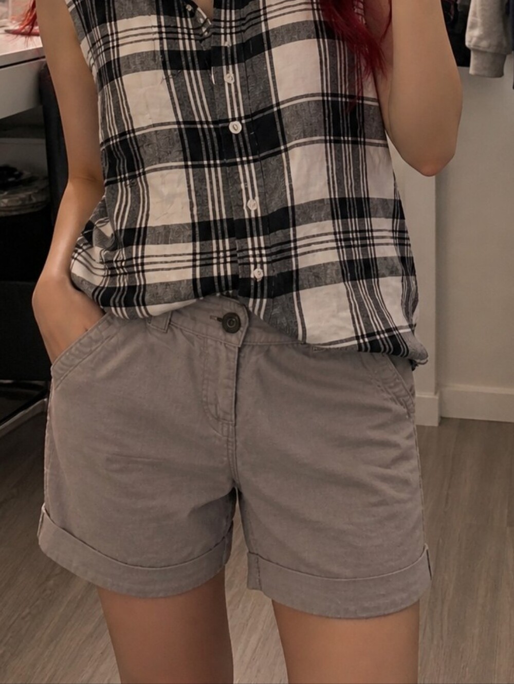 5 For $15 Size 2 grey linen Bermuda shorts